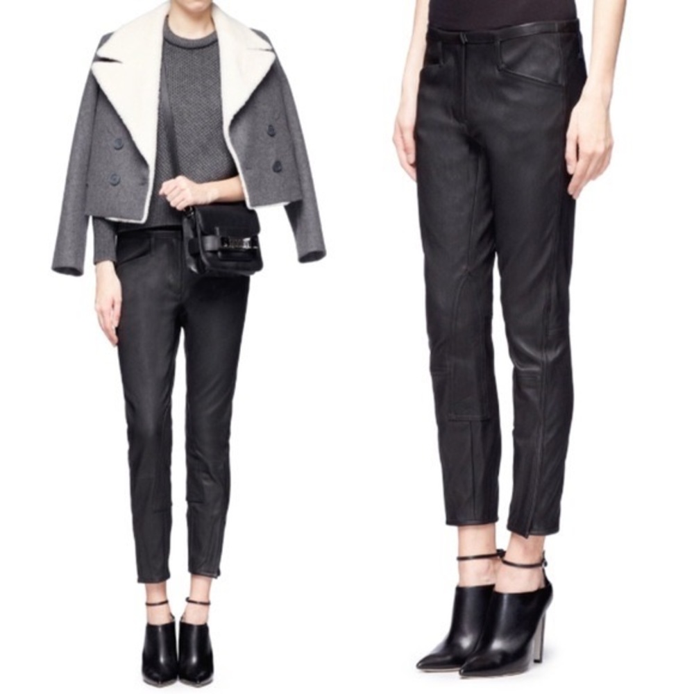 3.1 Phillip Lim Jodhpur Leather Moto Pants, size 4